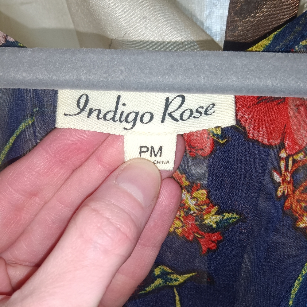 EUC Indigo Rose Floral Maxi Dress PM - Picture 2 of 12